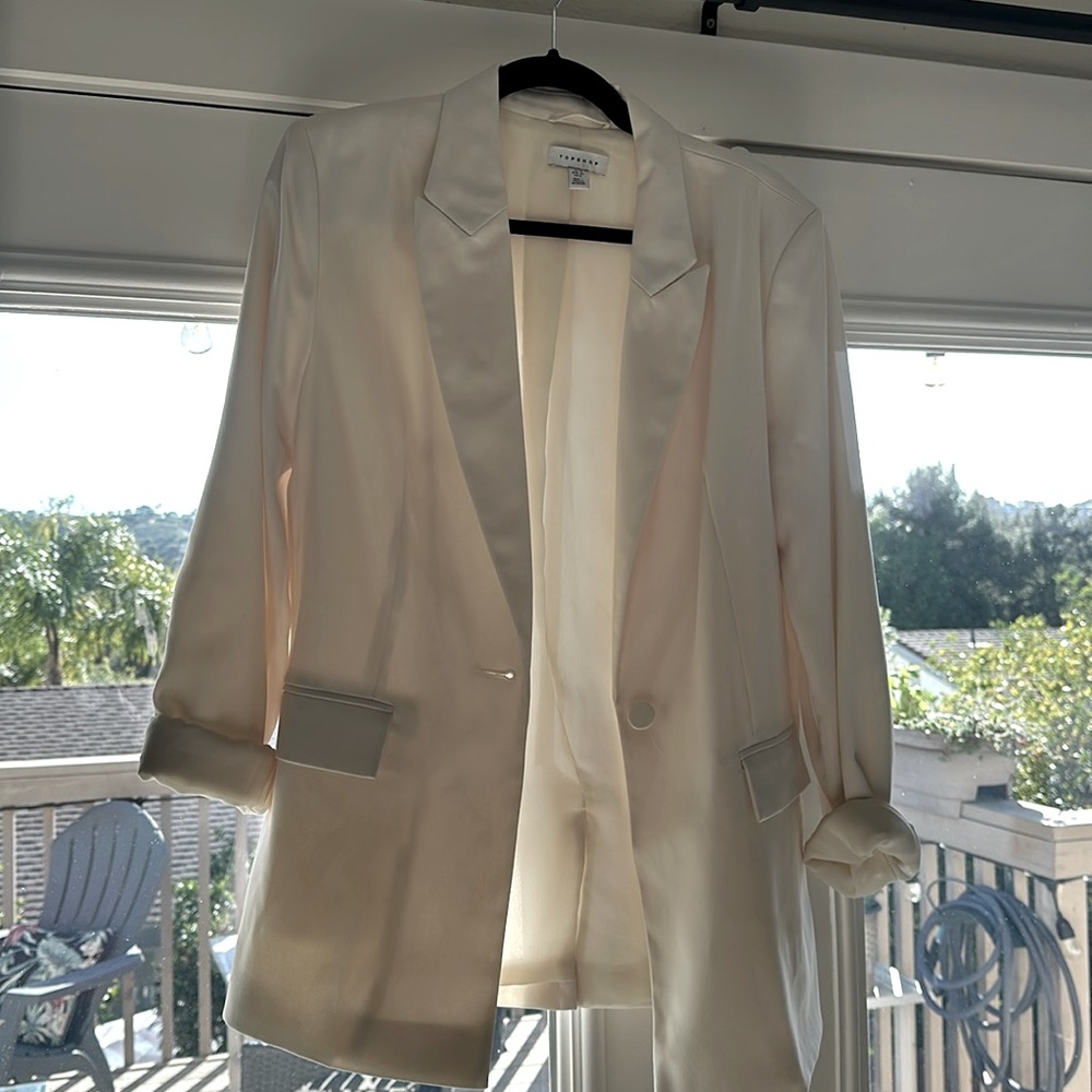 Topshop Ivory Women’s Blazer, One Button in Front size 8